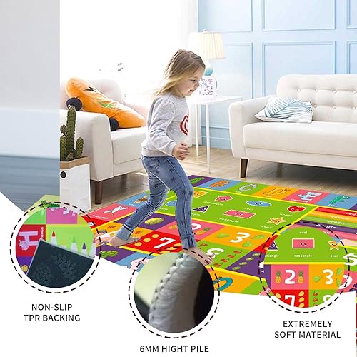 Miniatura 3 de ABC - Alfombra educativa de animales del alfabeto Alfombra interactiva de aprendizaje para niños pequeños y bebés con números y formas, alfombra de