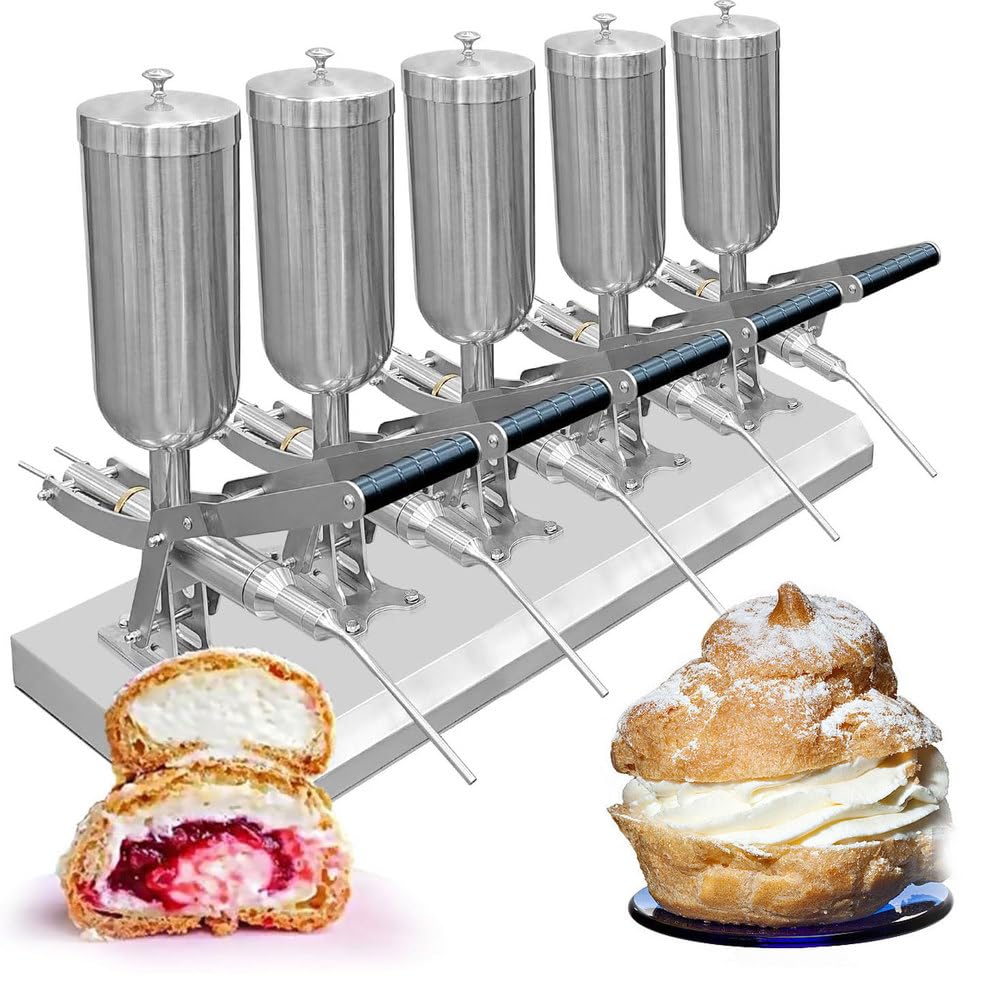 Rnqz One Color Commercial Donut Filler Machine 5L/5.28Qt Manual Donut Jelly Filler Injector Commercial Bread Filling Maker For Bakeries Restaurant Dessert Shop Cream Jam Filling