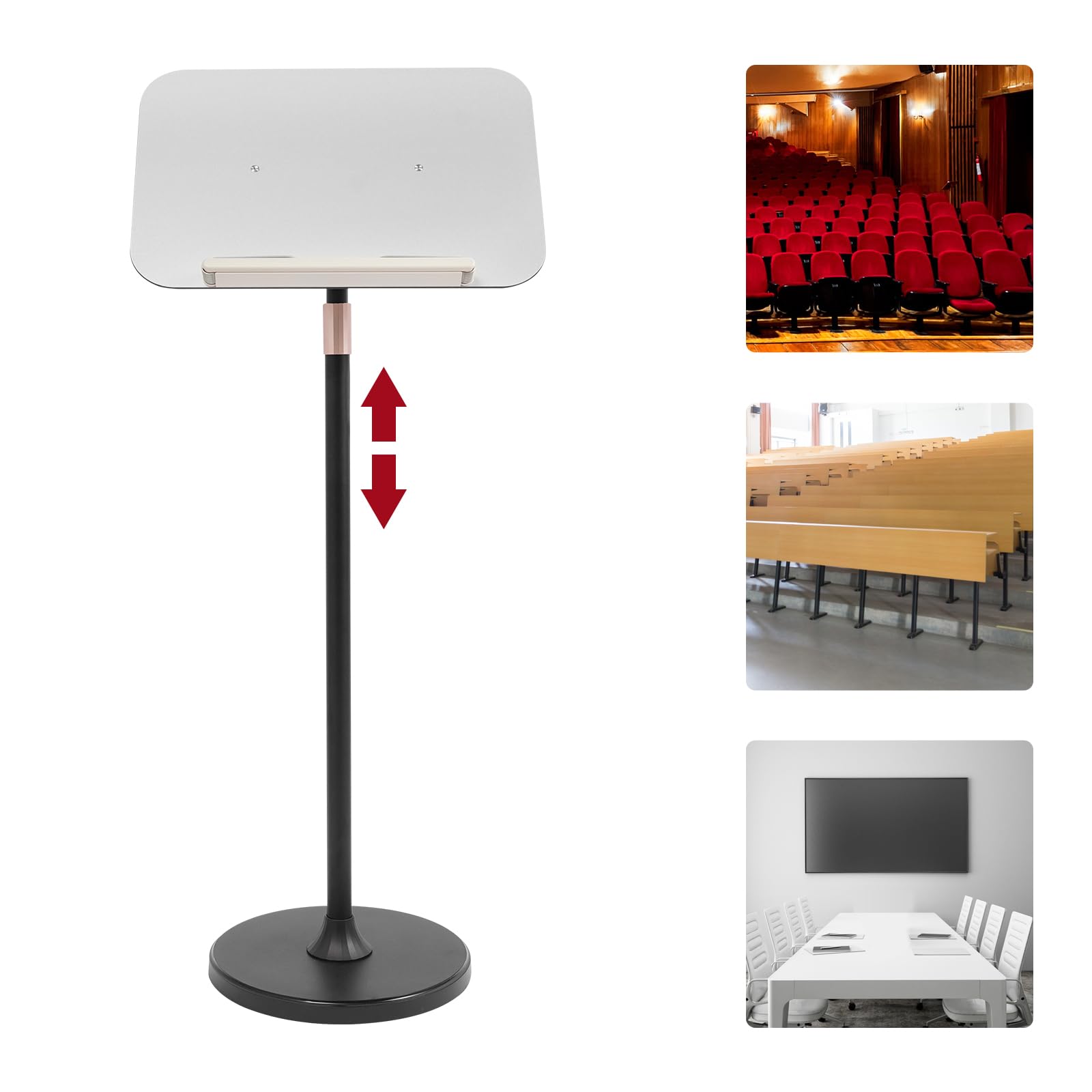 Portable Podium Stand Black Multi-Function Vertical Sheet Music Floor Stand Adjustable Angles and Height 36.61-55.12inch for Church Weddings Classic Lectern Classroom Speech