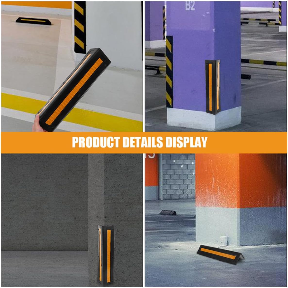 Rubber Wall Corner Guard with Reflective Strips for Parking Lots