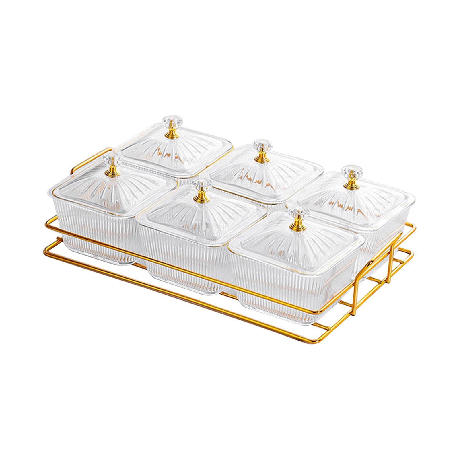 Vassoio da portata per antipasti con supporto, piatto per frutta secca, elegante presentazione di caramelle e snack, vassoio da portata diviso, per frutta secca, 6 snack