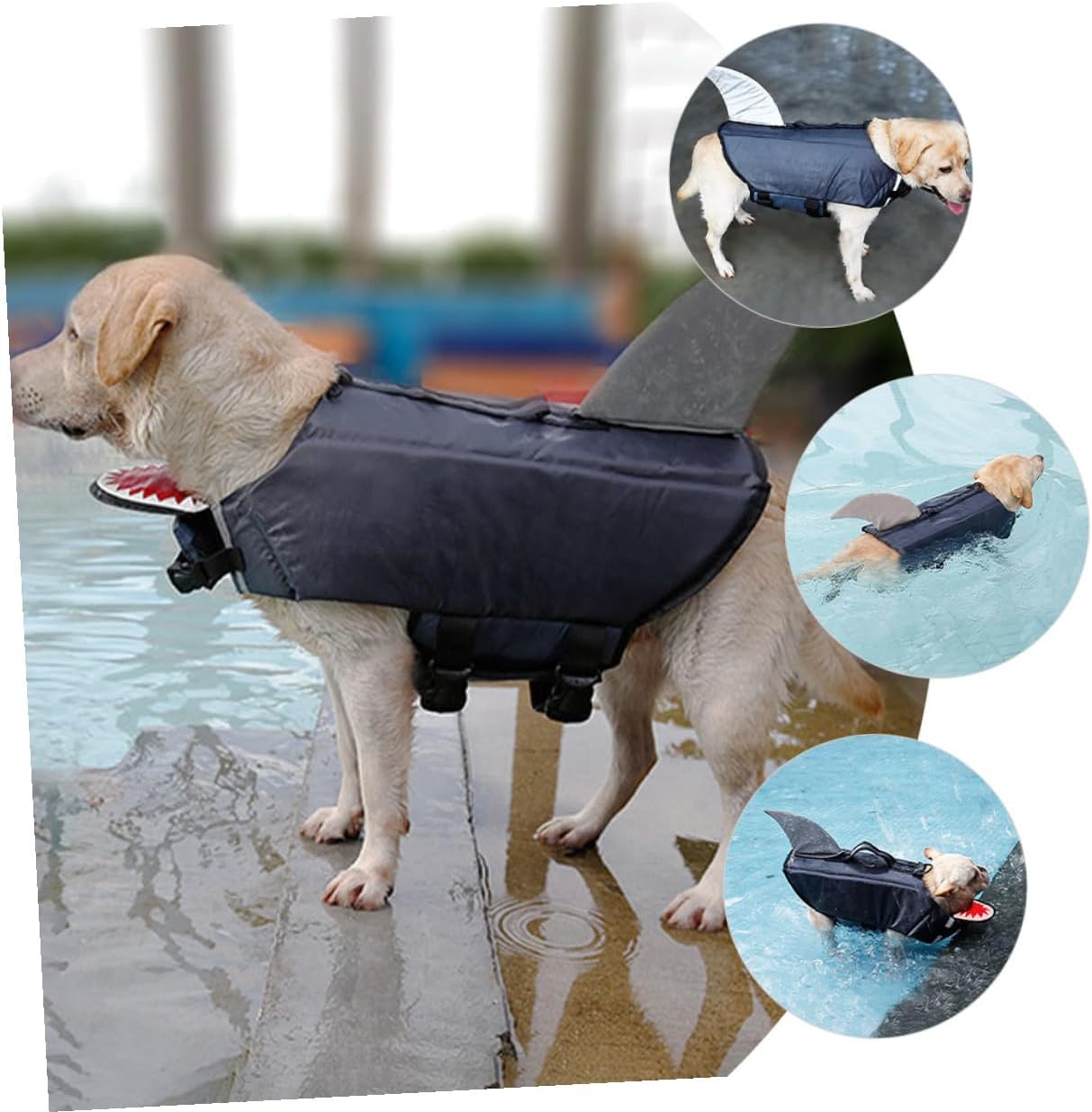 Dog Shark Swim Vest Reflective Waterproof Pet Life Jacket Gray XL for Outdoor Water Training and Boating Safety