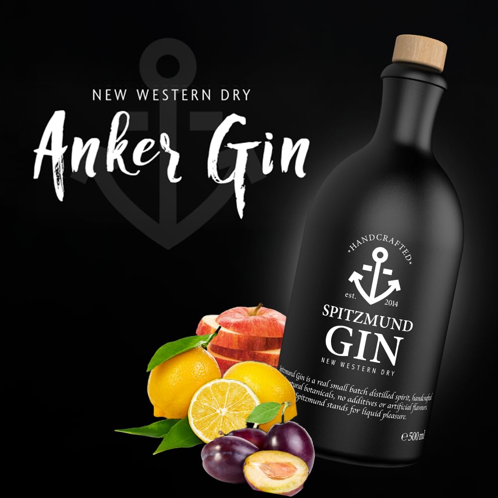 Spitzmund Anker Gin 47% vol | Handcrafted Premium Gin aus Deutschland | Wacholder, Pflaume, Apfel, Zitrus | Perfekt mit Tonic Water | Ideal für Tonic & Cocktails (500ml 3er Pack)