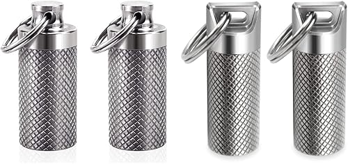 Tisky Pastillero para llavero, contenedor de píldoras, portátil, de titanio, impermeable, mini pastillero para bolsa de viaje al aire libre o