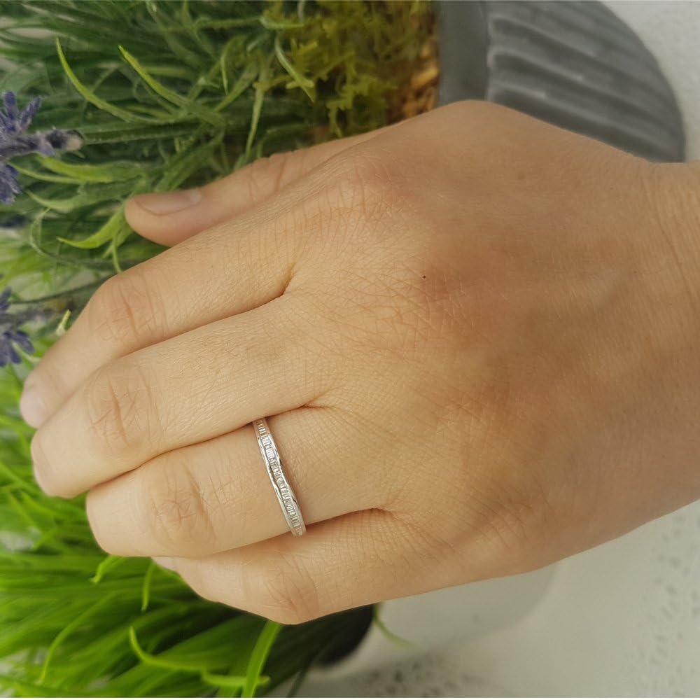 Dazzlingrock Collection 0.15 Ctw Baguette White Natural Diamond Women Wedding Band Stackable Ring, in Real Solid Gold & 925 Sterling Silver - Image 6