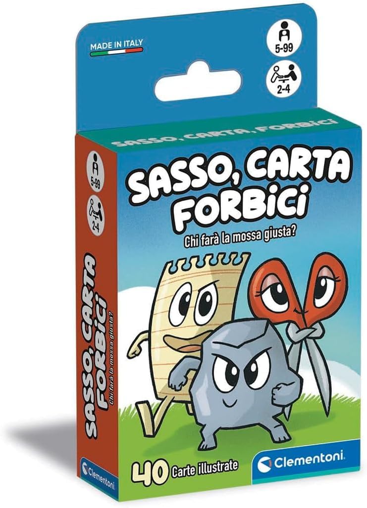 Clementoni - Scissor paper, deck with 40 illustrated cards, strategy game for children from 5 years, 2-4 players, gift idea, Made in Italy, Italian language, 16586
