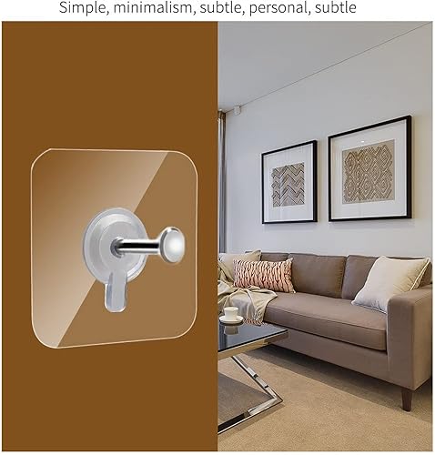 Miniatura 6 de Paquete de 14 ganchos de pared de 13 libras (máximo), ganchos de pared sin clavos, ganchos adhesivos de pared, impermeables y resistentes al óxido