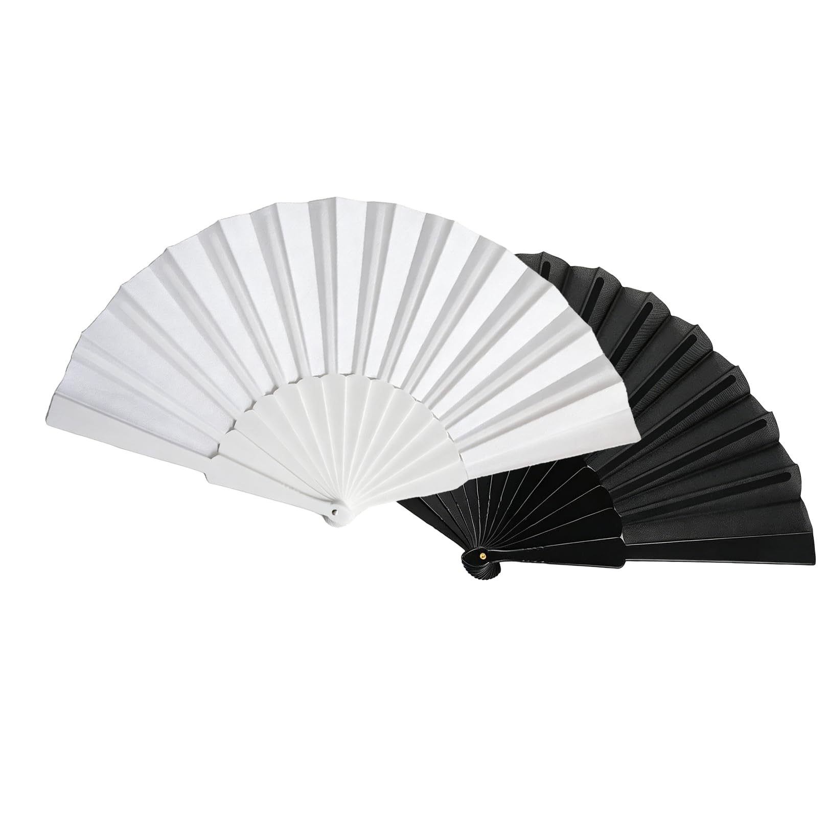 Briarleysky Black 2 Pcs Folding Fan,Hand Held Manual Fans Folding Foldable Handheld Fabric