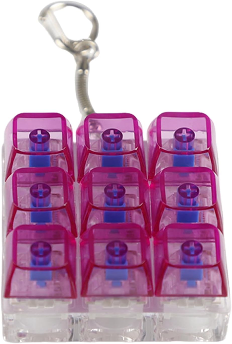 FROMCEO Portable Mechanical Keyboards Simulators Keychains Stress Reliever Keycaps Toy Featuring LED Bulb Effects Clicky Switches Stress Relief Gadget