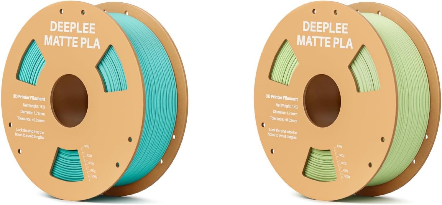 DEEPLEE Matte PLA Filament 1.75mm, 3D Printer Filament Dimensional Accuracy +/- 0.02mm, 1kg Teal Green and 1kg Mint Green