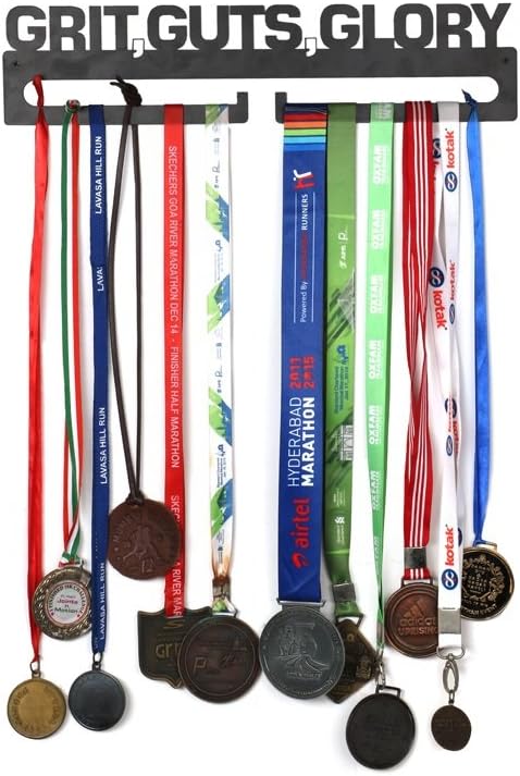 FITIZEN Grit Guts Glory 18" Medal Hanger, Medal Holder Display Hanger Rack Medals Black Medal Holder Wall Mount Medal Frame by Fitizen