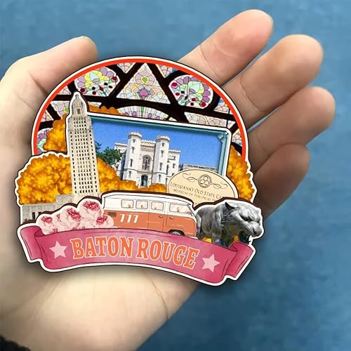 Miniatura 4 de Baton Rouge Louisiana USA America - Imán para nevera de madera colección 3D hecho a mano viajes ciudad recuerdos refrigerador decoración del hogar