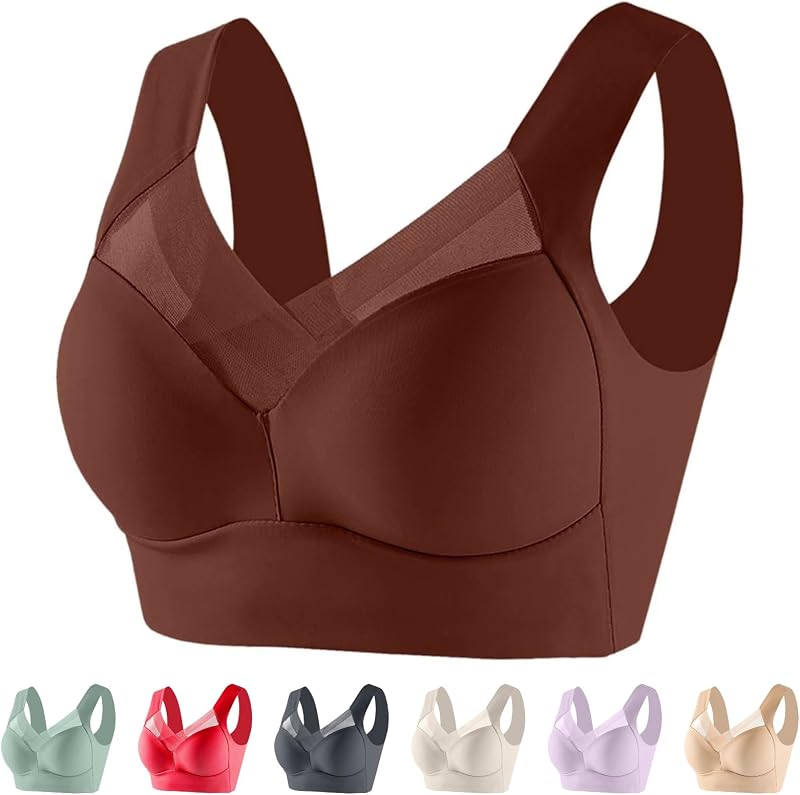 Lushfitting-sujetadores potentes de realce para mujer, Bralettes deportivos transpirables de seda helada con tirantes anchos antiflacidez, sin costuras