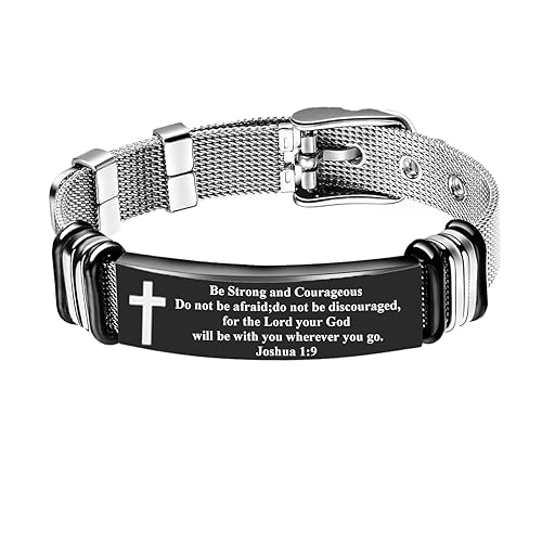 Mens Cross Bracelet Stainless Steel Christian Bracelet Religious Jewelry with