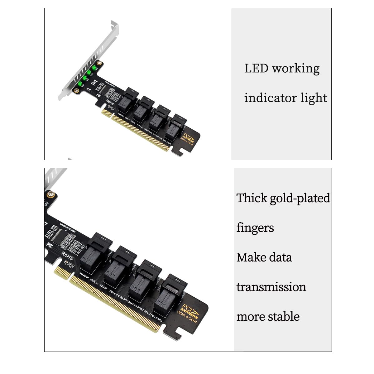 Amazon.com: PH49 PCIe4.0 X16 to 4-Port U.2 NVME SFF-8643 SFF-8639