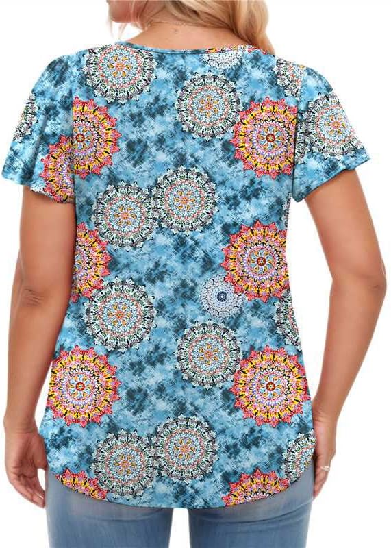 VISLILY Womens-Plus-Size-Summer-Tops Casual Ruffle Sleeve T Shirts Trendy Square Neck Tunics Loose Comfy Pleated Tees - Image 3