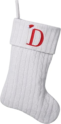 Miniatura 120 de Medias de Navidad con monograma de punto gris de 19.5 pulgadas. Calcetines de Navidad con inicial personalizadas, decoración de fiesta de Navidad