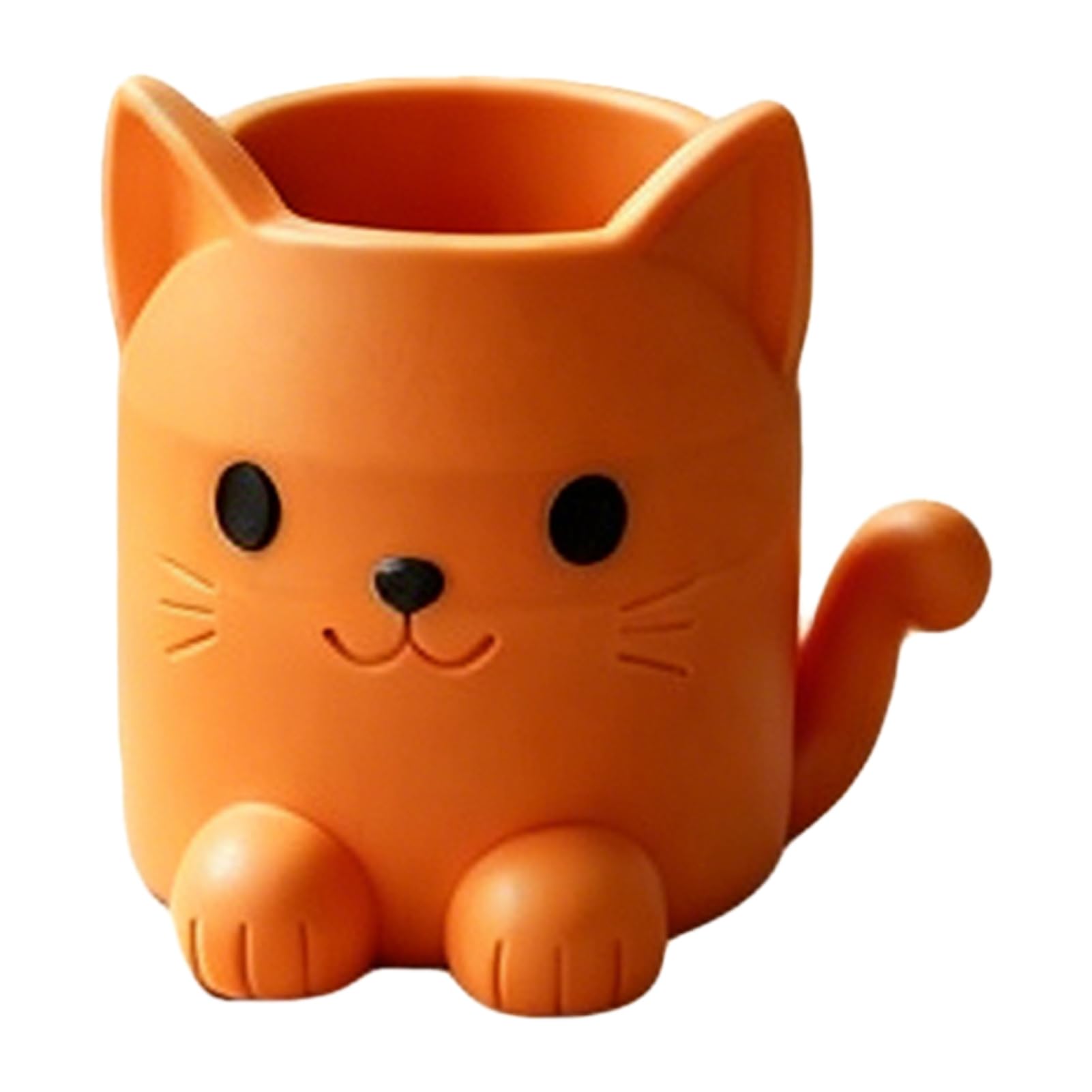 Glifora Pen Holder - Cartoon Cat Shape Desk Organiser, Smooth Surface Decorative Stationery Holder for Pencils, Gel Pens and Makeup Brushes