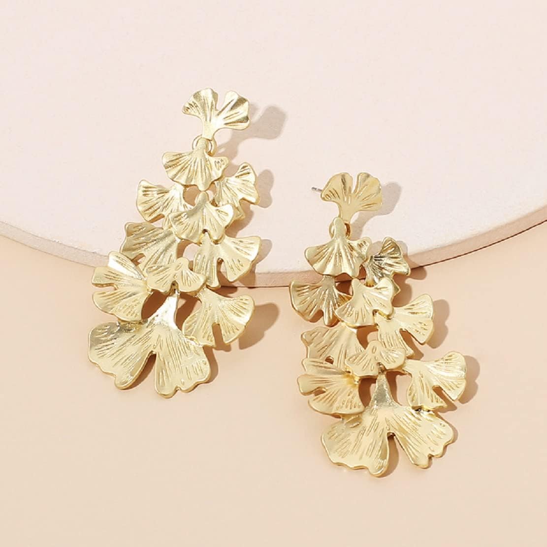 Ginkgo Leaf Earrings for Women - Flower Floral Tassel Dangle Cluster - Hypoallergenic Bohemian Chandelier Drop - Cute Petal Studs - Image 3