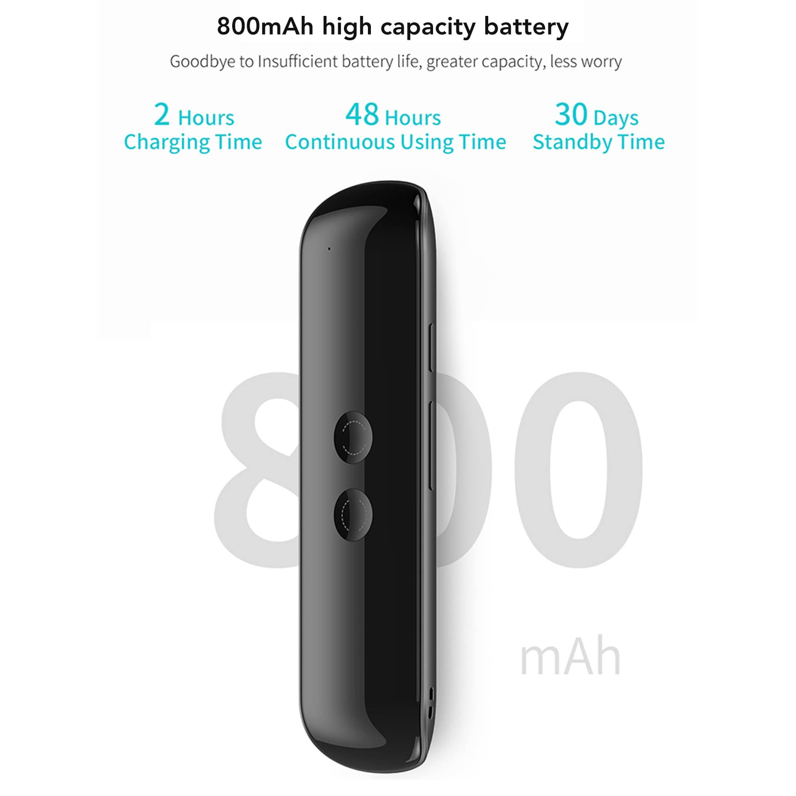 Traducteur de Langue, Traducteur de Voix Bluetooth de 127 Langues, Batterie de 800mAh, Traducteur de Voix Portable pour Les Voyages d'affaires
