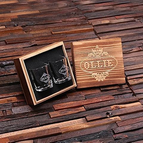 Teals Prairie & Co. Personalized Engraved Shot Glasses with Keepsake Box Set of 2 Cover