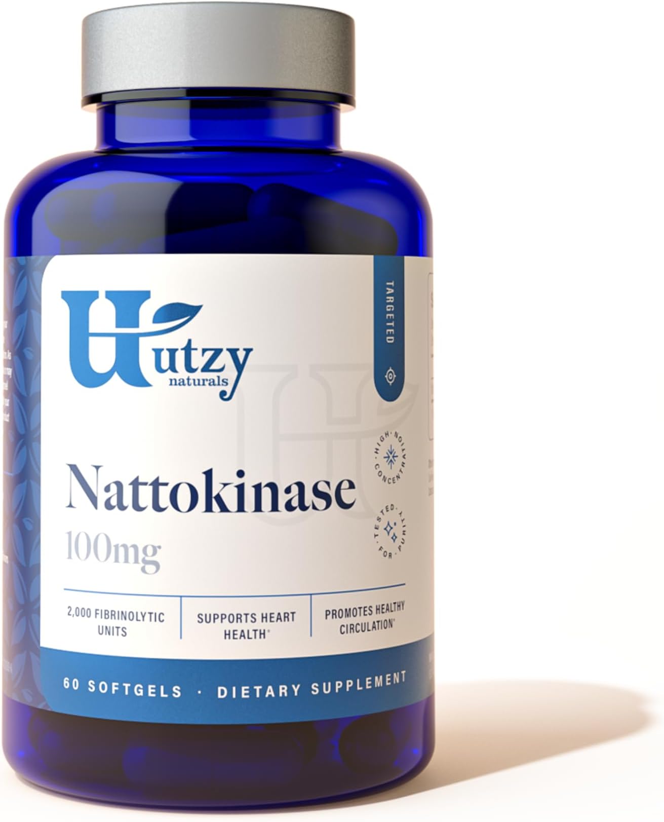 Utzy Naturals Nattokinase - 100mg | High Absorption Liquid Softgel | 60 Servings | 2,000 Fibrinolytic Units