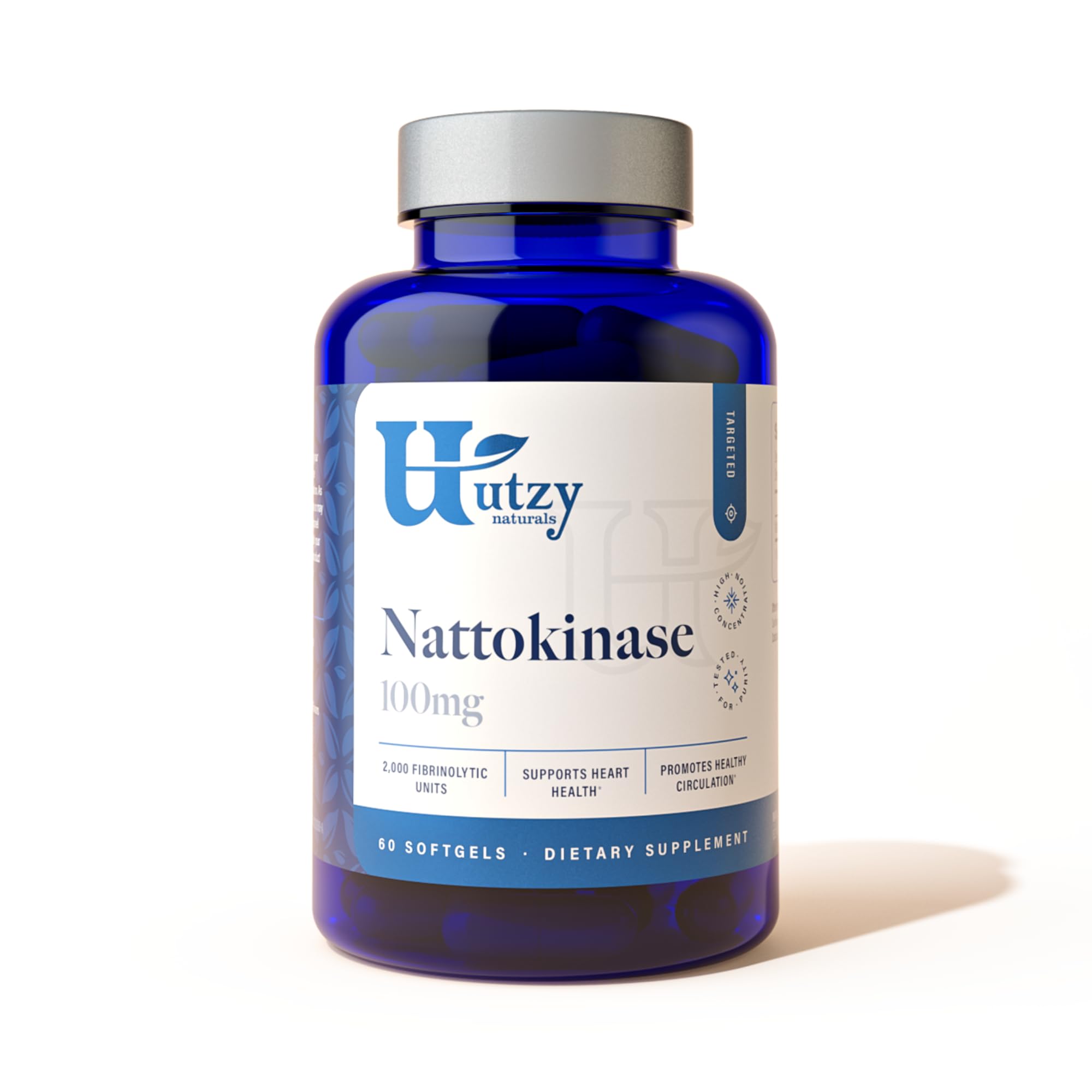 Utzy Naturals Nattokinase Supplement | Japanese Natto 2,000 FU, 60 Softgels