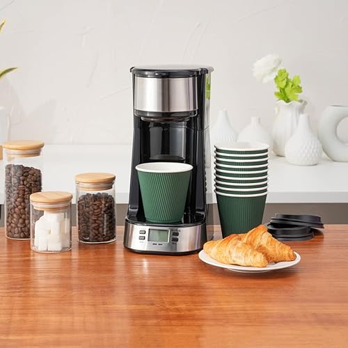 Vista 441 de Vasos de café de papel aislado de pared corrugada, 8 oz, Anaranjado