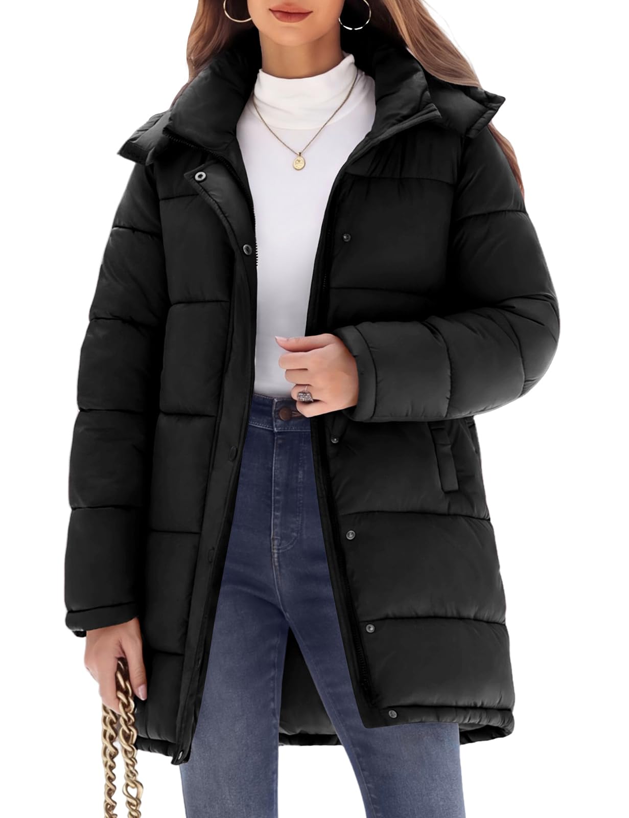 Tuopuda Cappotto Calda Donna Lungo Invernale Idrorepellente con Cappuccio