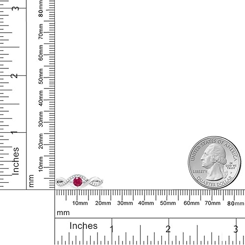 Miniatura 3 de Gem Stone King Anillo de plata de ley 925 con rubí rojo para mujer piedra de nacimiento redonda de 061 quilates disponible 5 6 7 8 9