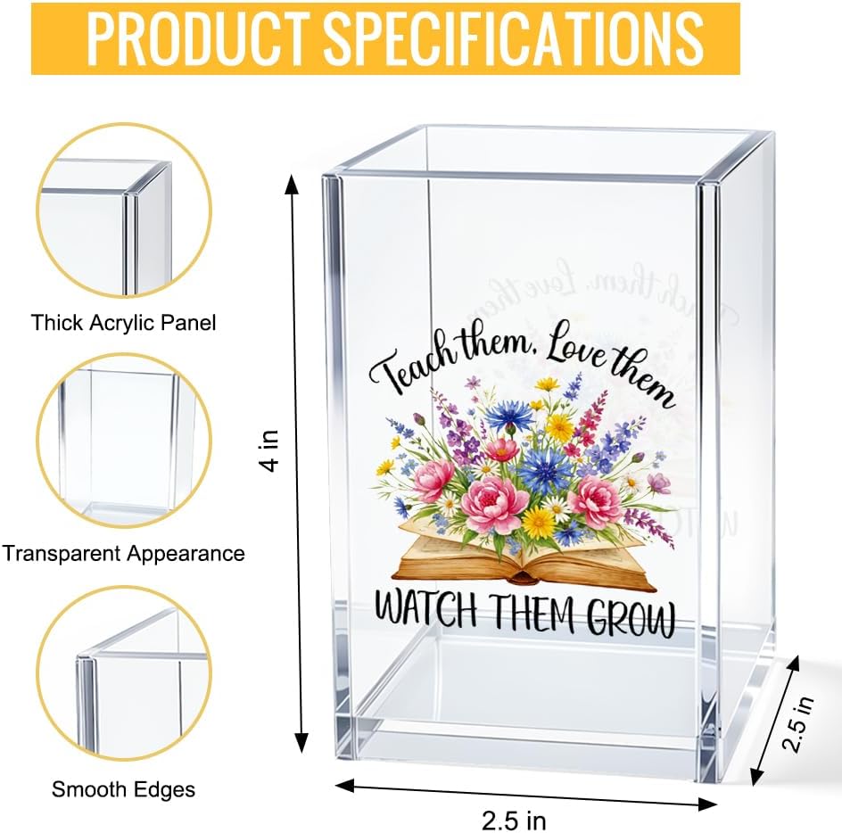 Teach Them Love Them Watch Them Grow Acrylic Pencil Pen Holder Cup image 2