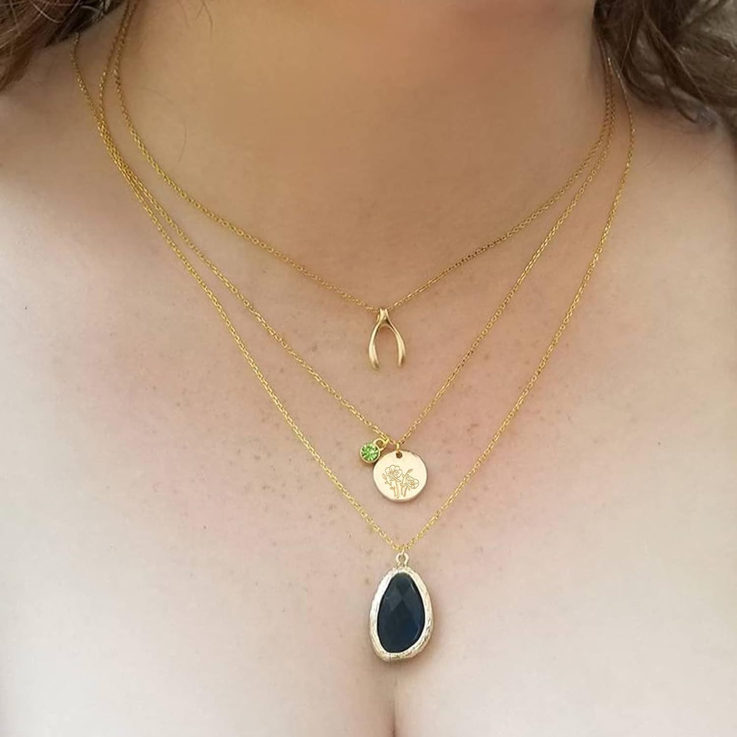 CERSLIMO Birthday Gifts for Her Birth Flower Necklaces, 18K Gold Plated Dainty Birth Month Floral Birthstone Disc Coin Pendant Necklaces | Women Wildflower Jewelry Gifts for Valentines Anniversary - Image 5