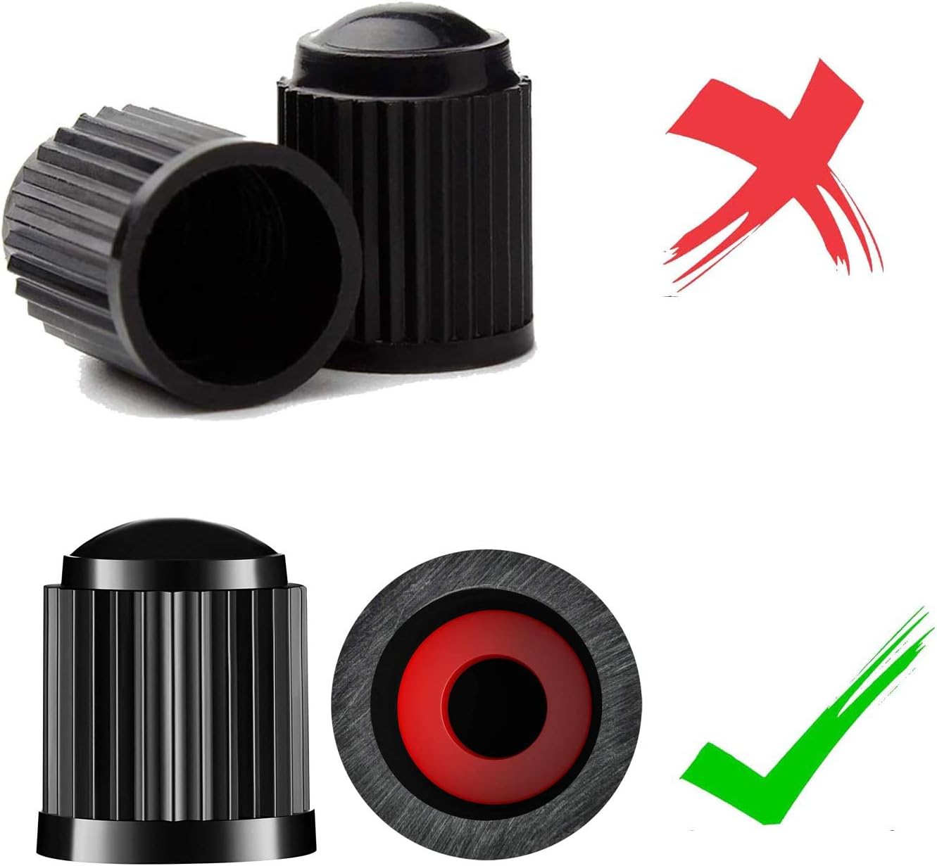 CKAuto 100pcs TR413 Rubber Tire Valve Stems with 50 Pcs Black Plastic Valve Stem Caps