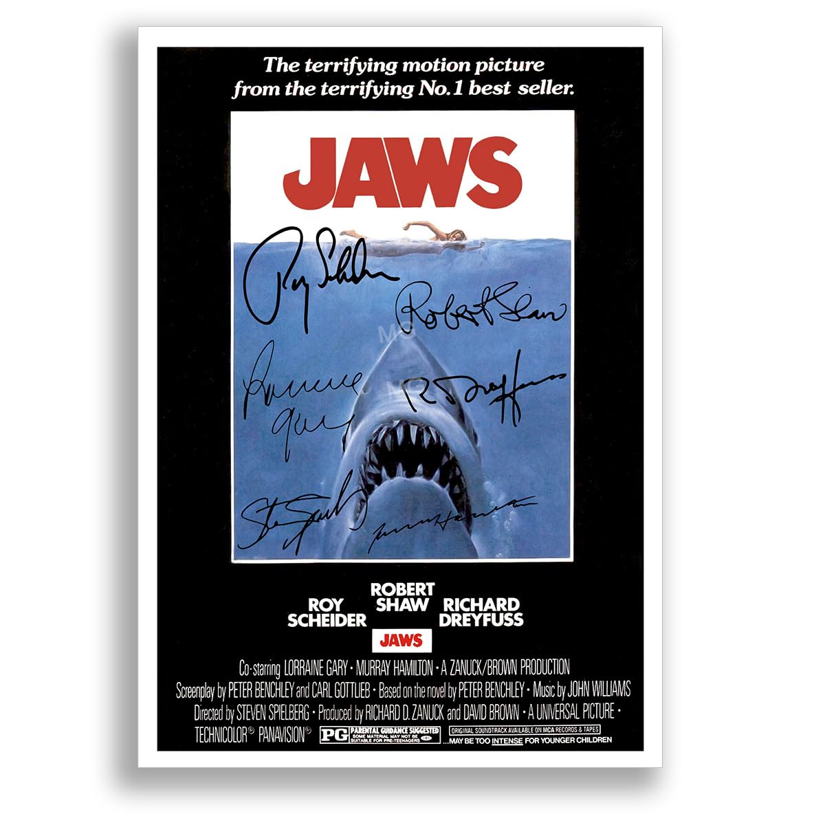Mounted Gifts Jaws A4 Poster Only Jaws Cast Signed A4 Poster Photo Print Framed Autograph Gift Movie Film (Jaws A4 Poster Only)
