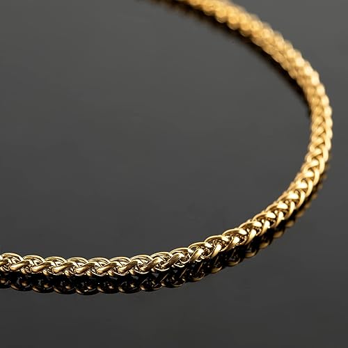 Miniatura 6 de UMAOKANG Cadenas chapadas en oro a granel, cadena de trigo de acero inoxidable 304 con anillos de salto y cierres de langosta, collar para hombres y