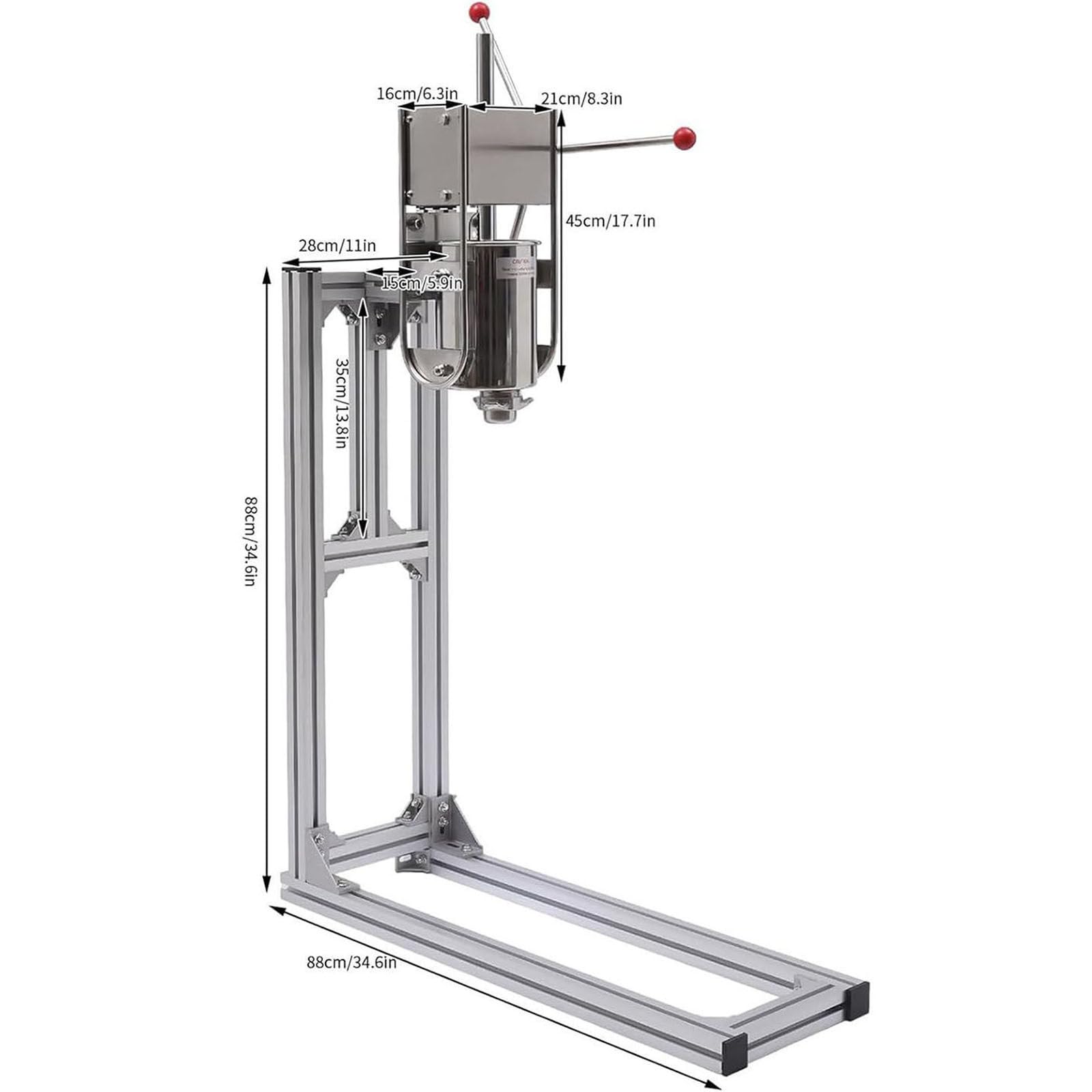 Machine à Churro espagnole Verticale Commerciale de 3L/5L/7L, Machine à Churros en Acier Inoxydable avec 6 Buses, pour Restaurants et boulangeries,5L