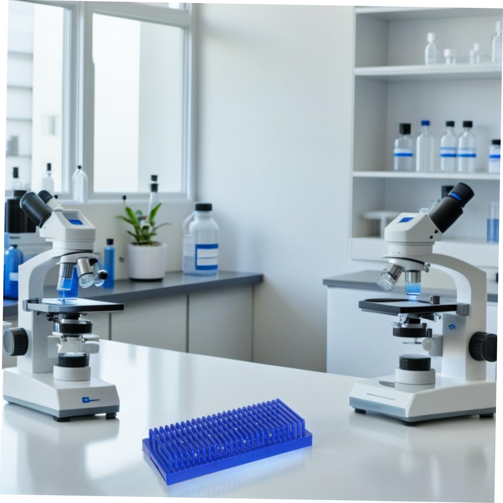MAGICLULU Porte-Lames de Laboratoire Plastique Support pour Lames de Microscope avec Égouttoir à Plusieurs Niveaux Séchoir à Lames Compact