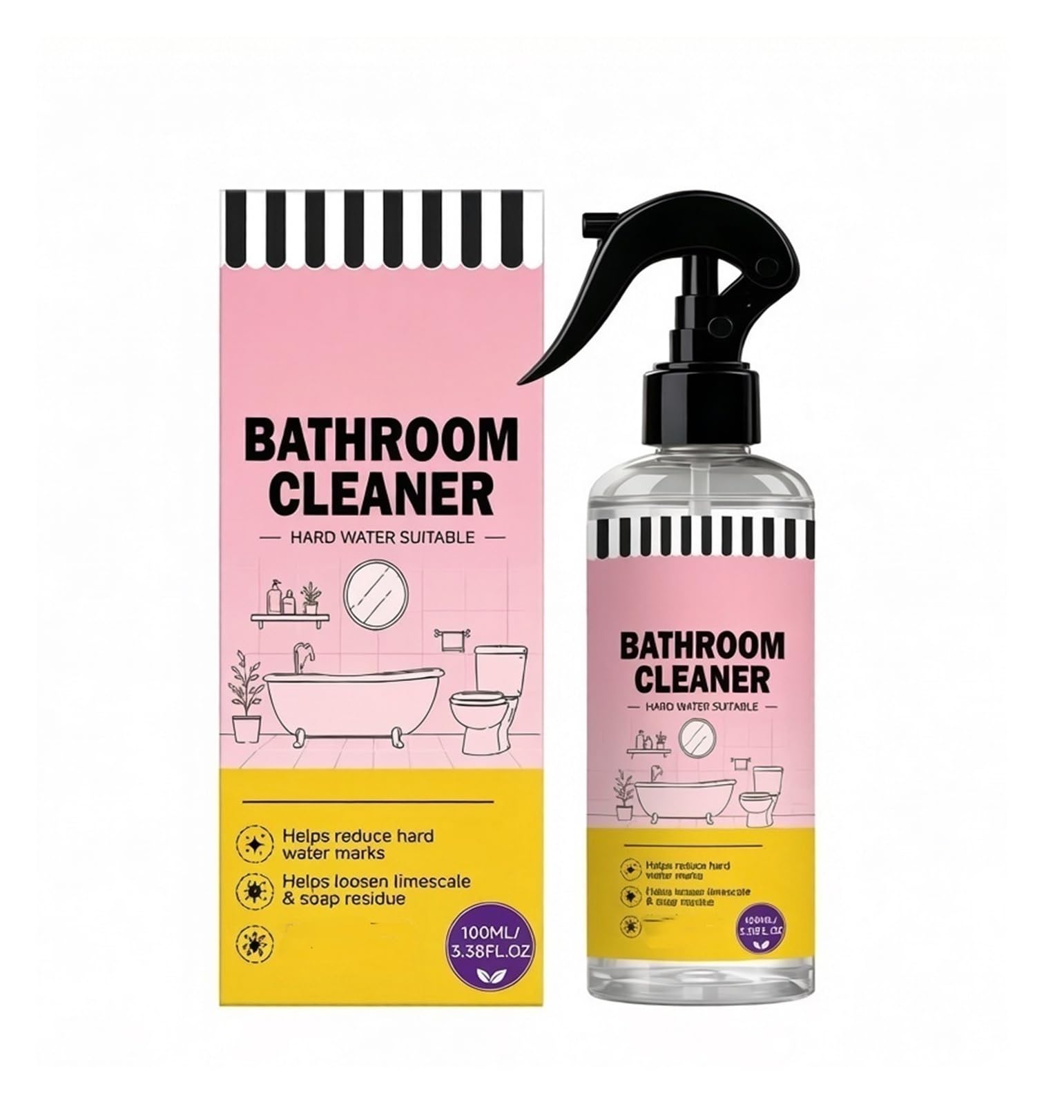 Limpiador de cal 100 ml, elimina rápidamente las manchas y cuida superficies del baño(3pcs)