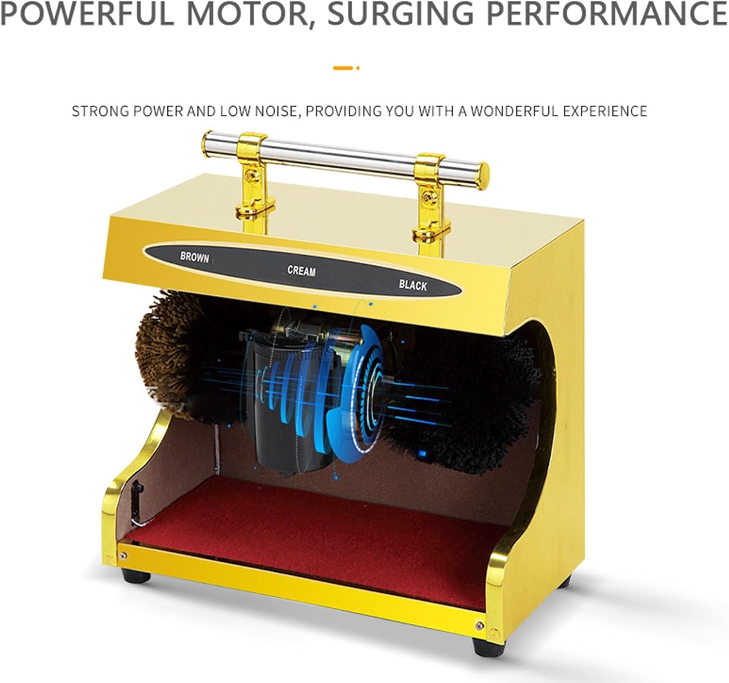 Automatic Shoe-Shine Machine，Leather Shoe Cleaning Kit Portable，Induction Small Polisher, Commercial Electric Shine Polishing, for Family，for Family,Hotel,Bank Use(Black gold)