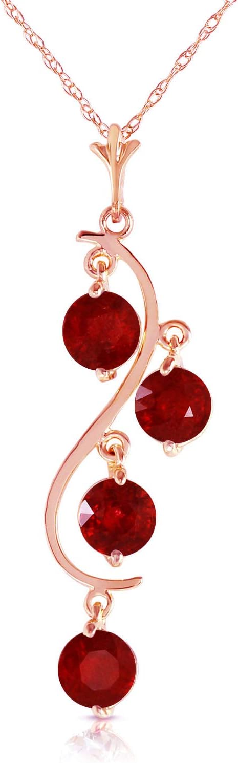 Galaxy Gold GG 14k Solid Rose Gold 2 ct Red Ruby - Rubies Drop Dream Catcher Pendant Necklace
