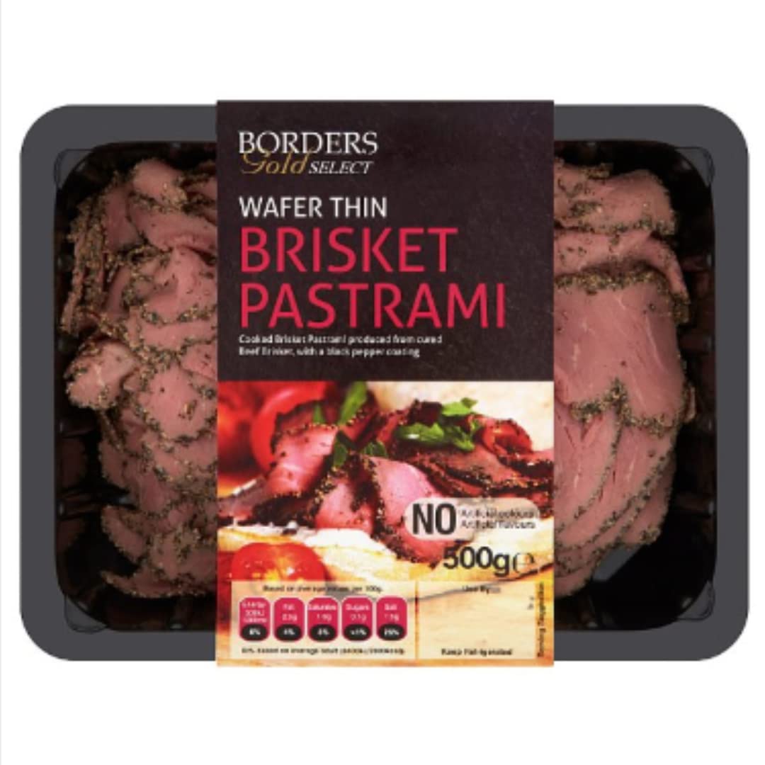 Borders Gold Select Wafer Thin Brisket Pastrami 500g x 1 | Premium Cooked Deli Meat | Tender & Juicy Sliced Beef Brisket | Ready to Eat for Sandwiches & Salads