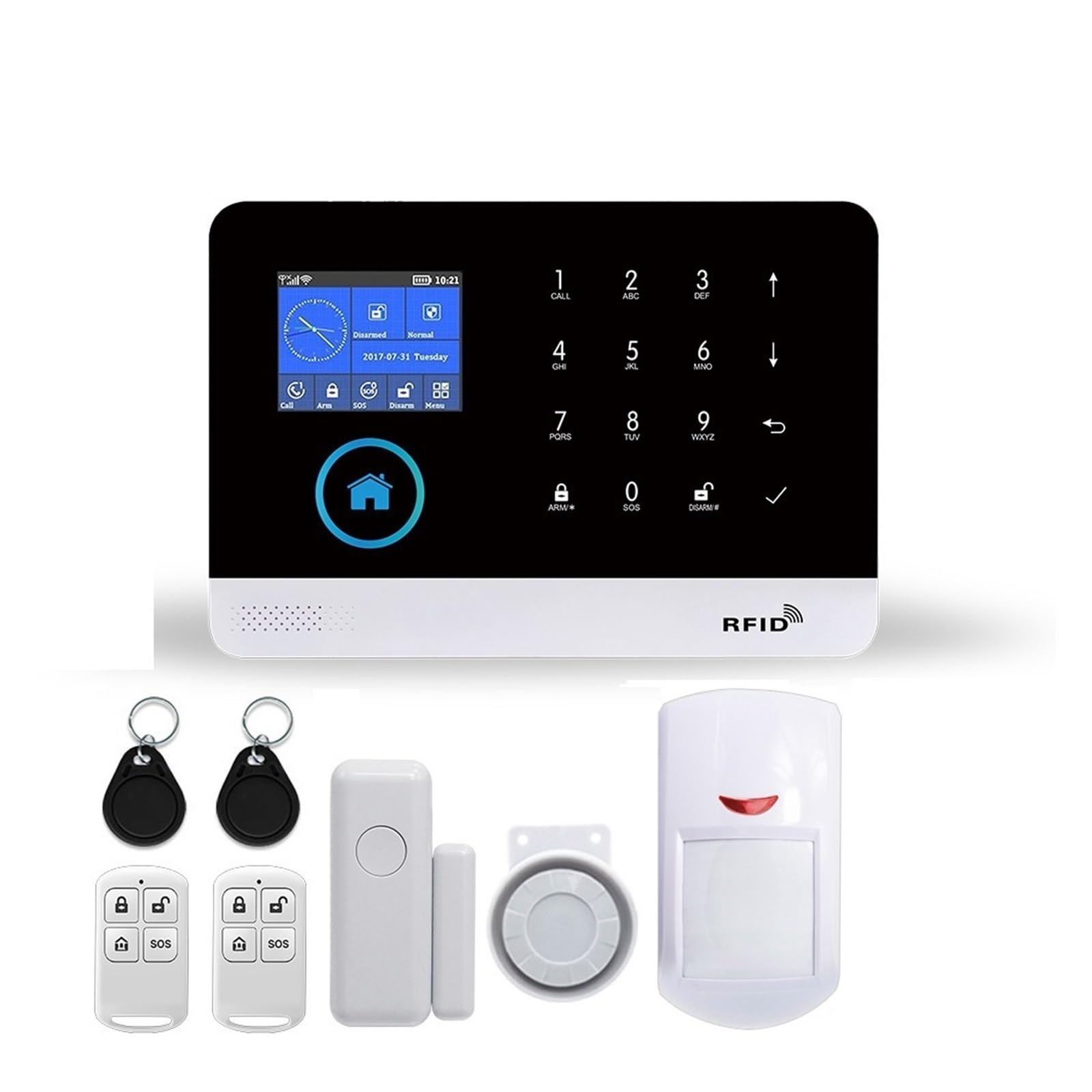 TUYA Wireless WIFI GSM Home Security Alarm System With Solar Strobe Siren PIR Motion Sensor Compatible Remote Monitoring(F)