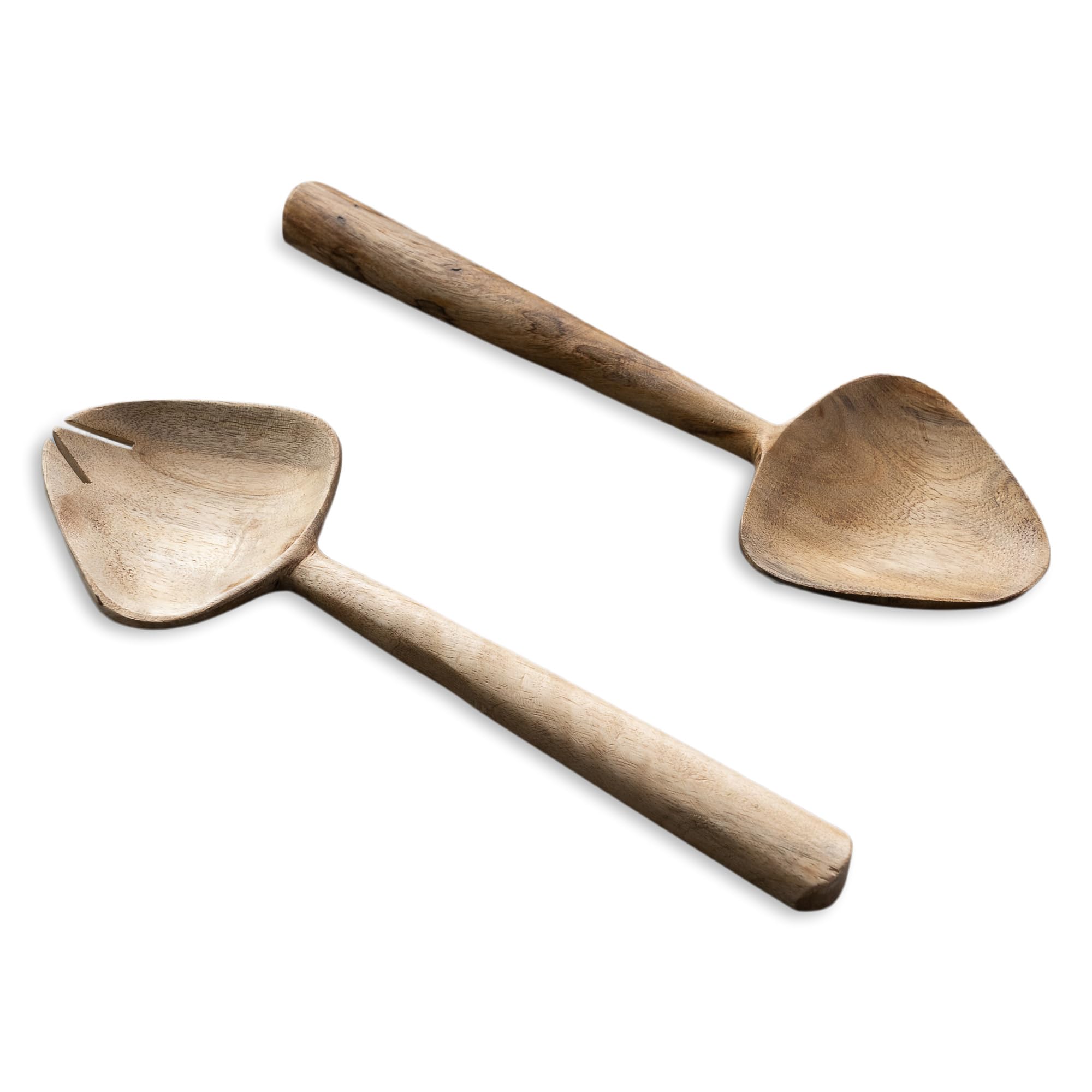 IHI EST. 1986India Handicrafts Brown Set of 2 Natural Mango Wood Salad Servers 20202