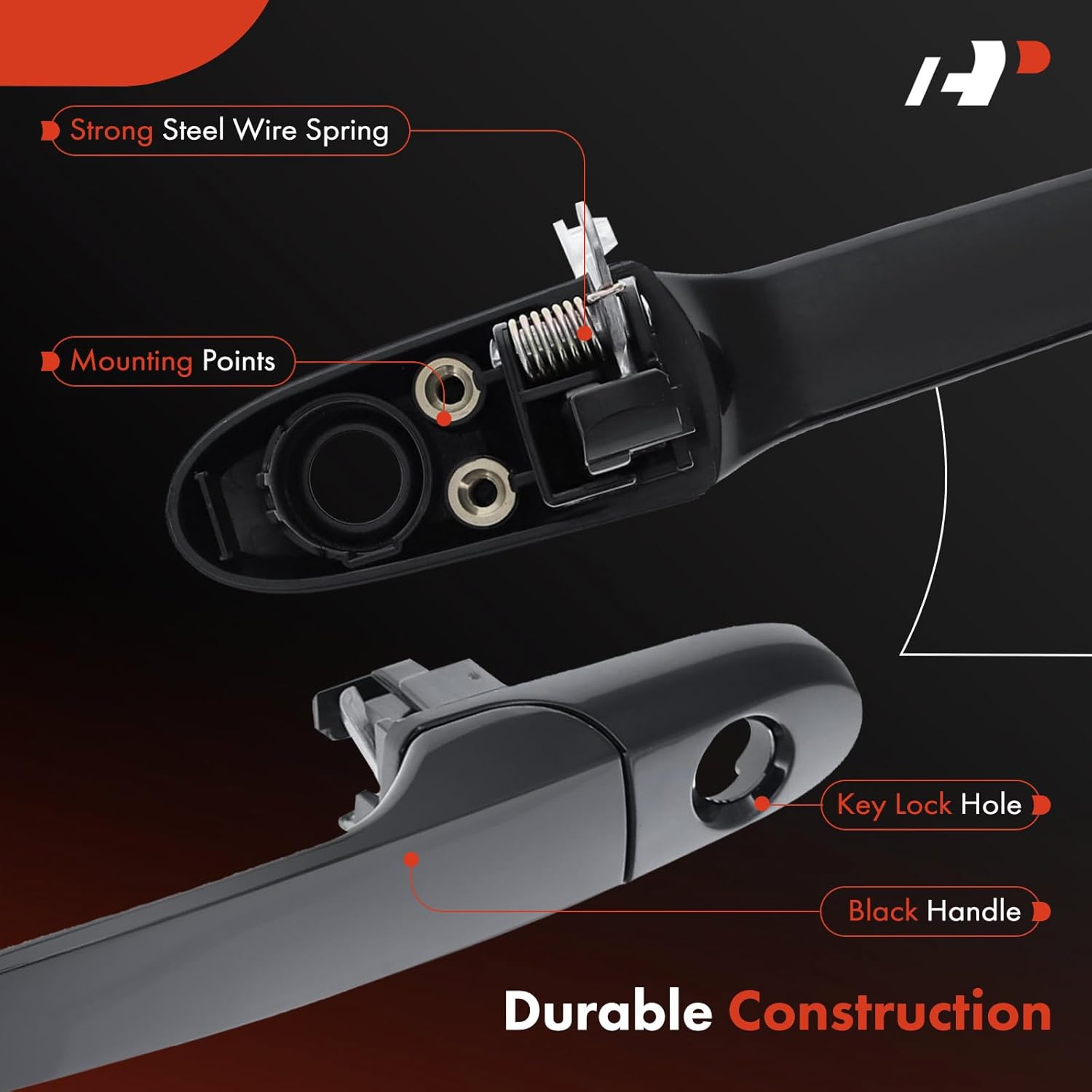 A-Premium Outside Exterior Door Handles Compatible with Chevrolet Cobalt 2005-2010 & Pontiac G5 2007-2010, Solstice 2007-2009 & Saturn Sky 2007-2010, Primed Black, 2-PC Set, Front Left and Right Side