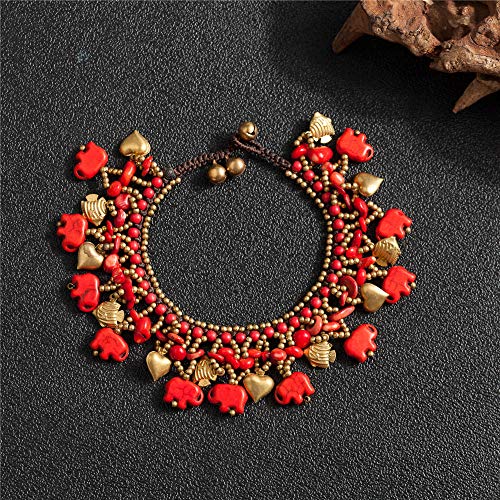 Image of kelistom Bohemian Ankle Bracelets for Women Handmade Natural Stone Beaded Chain Anklet