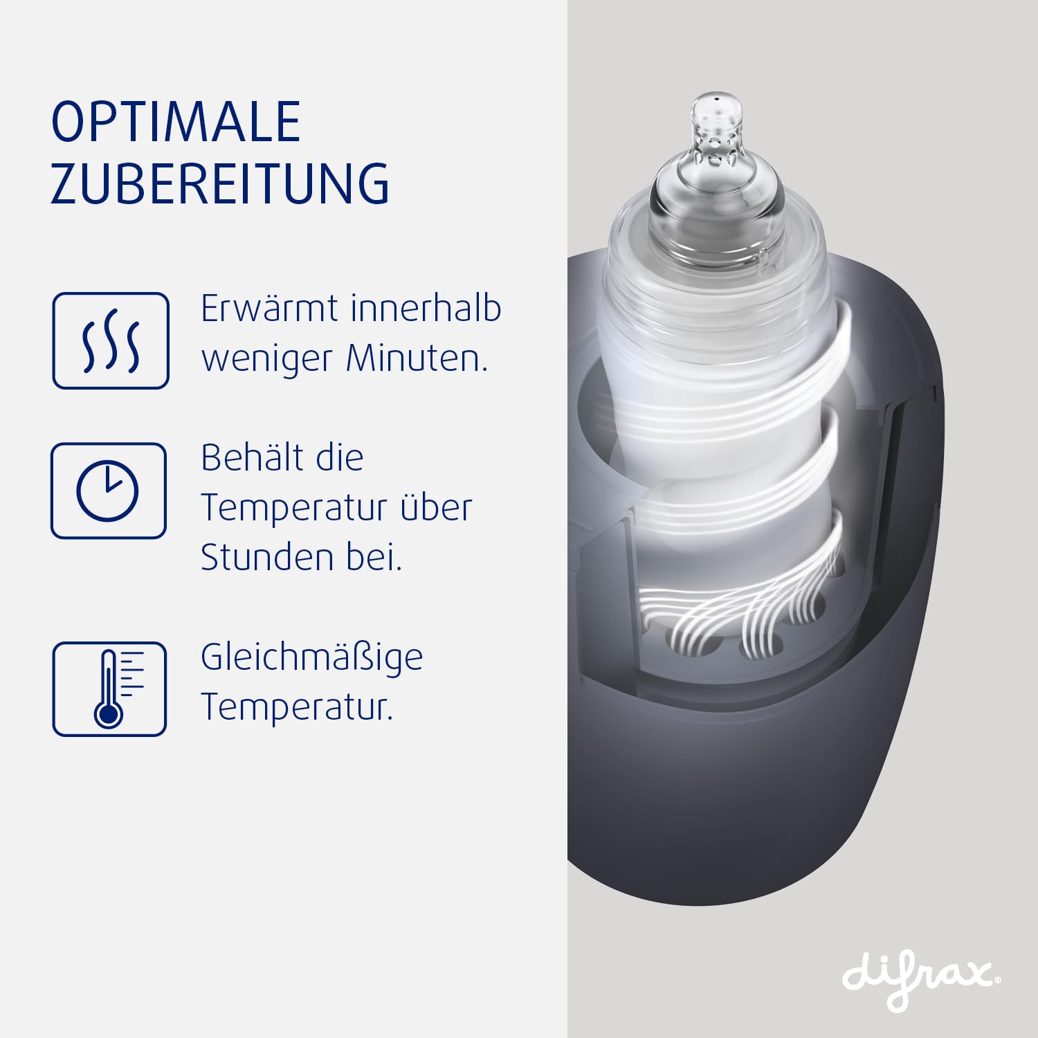 Difrax Flaschenwärmer - Schnelles und sicheres Erwärmen, Auftaustufe, Stand zum Warmhalten von Flaschen