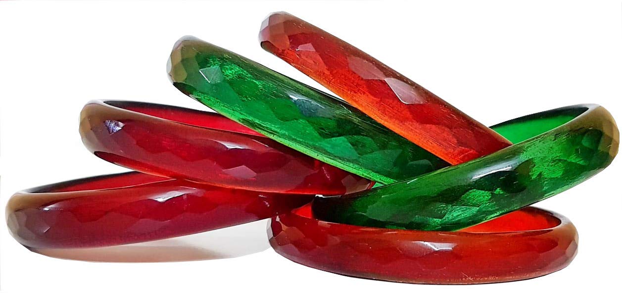 Swara CreationsGlass bangles Kada set/Red Green Mehrun color for women (set of 6)