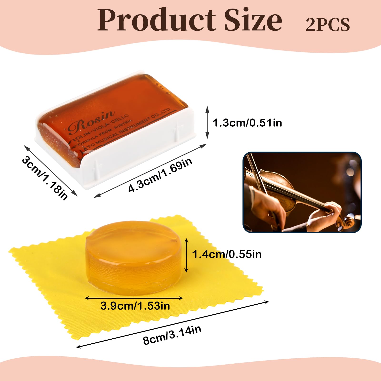 4 Colophanes Violon ELEPRUC - Résine Naturelle Peu Poussiéreuse - Pour Violon, Alto, Violoncelle