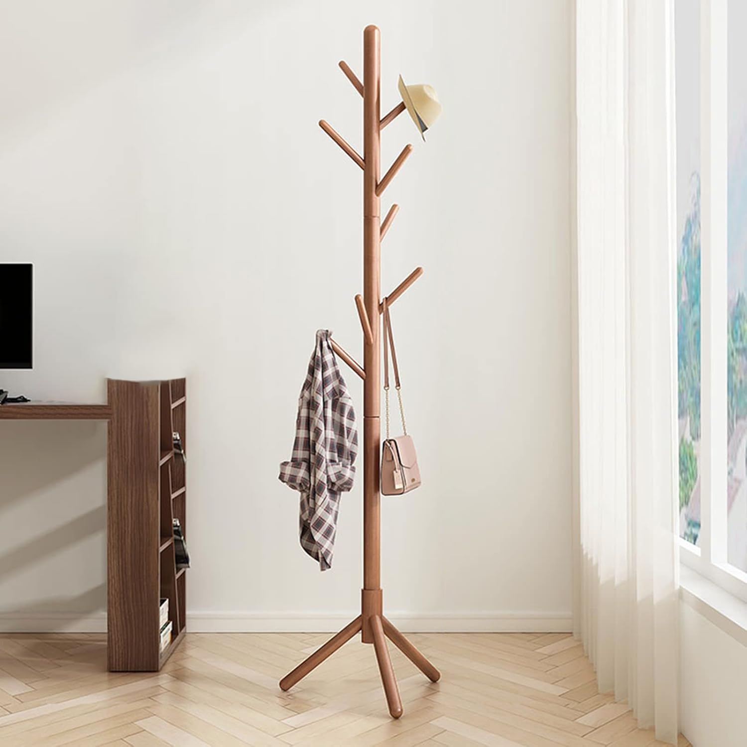 Coat Rack Freestanding, Corner Coat Rack, Wooden Coat Rack