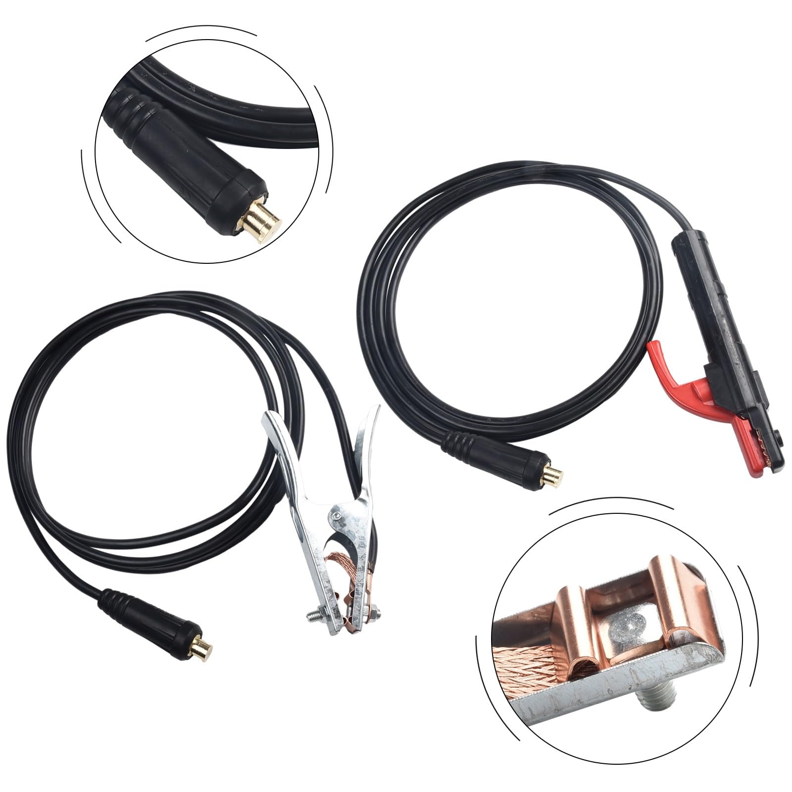 FACAIIO Set di morsetti e cavi per saldatura 300 A, inverter MMA, clip di messa a terra in rame ad alta resistenza con manico isolato ispessito, uso industriale